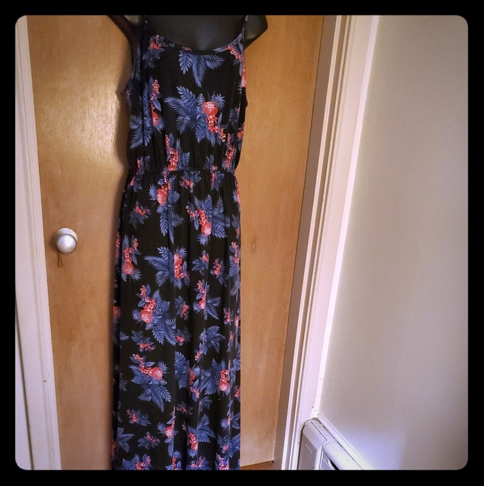 Shosho Blue Palm Maxi Dress